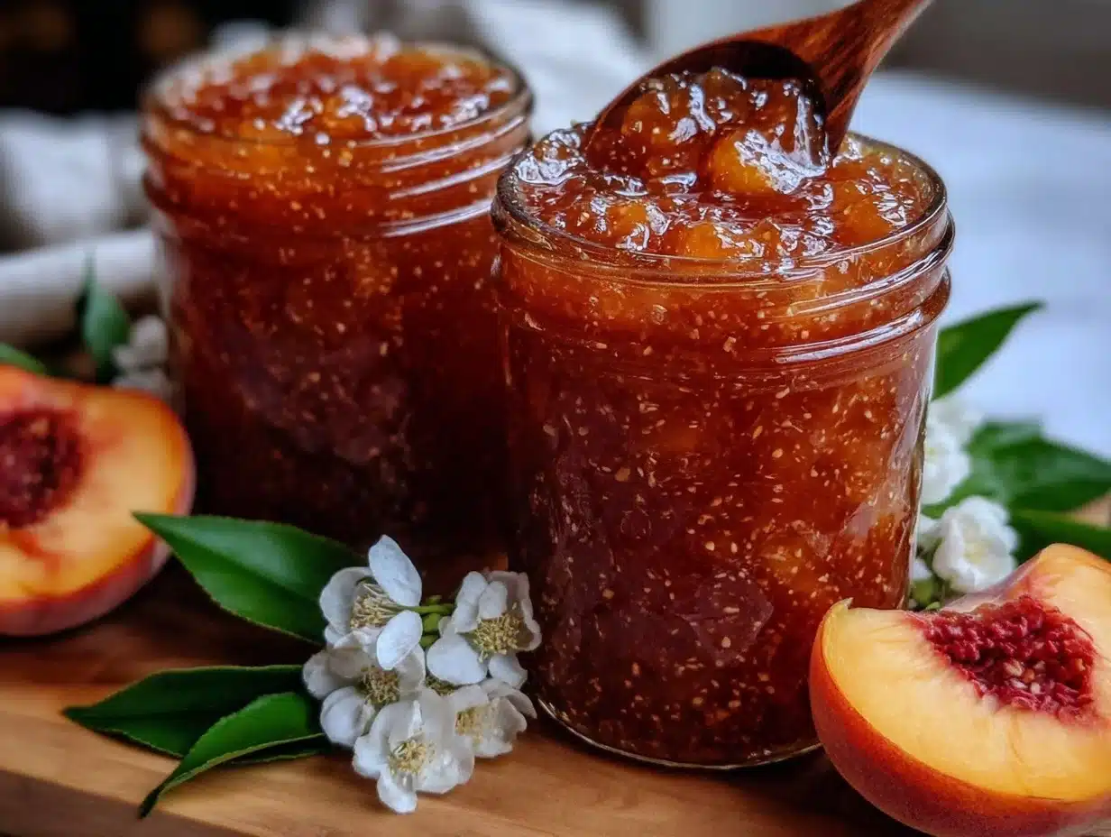 easy fresh peach freezer jam - featured image
