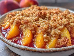 easy peach crisp - featured image