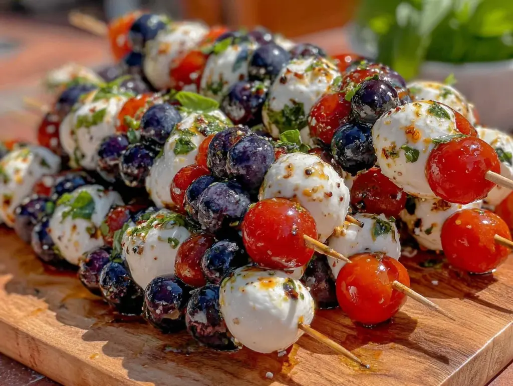 fresh patriotic caprese skewers - featured image