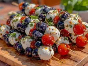 fresh patriotic caprese skewers - featured image