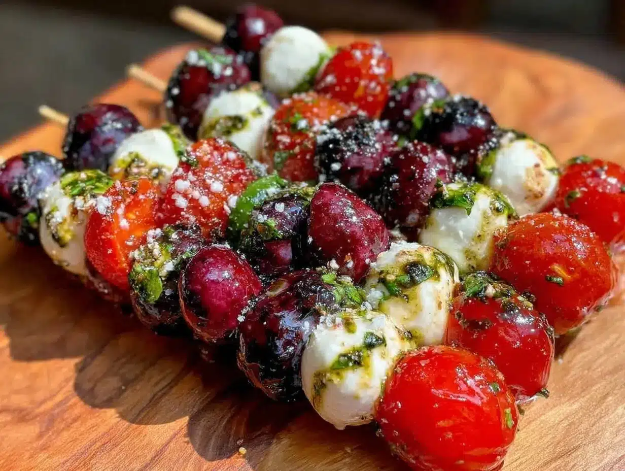 fresh patriotic caprese skewers preparation steps