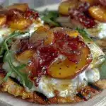 grilled peach and brie flatbread - featured image