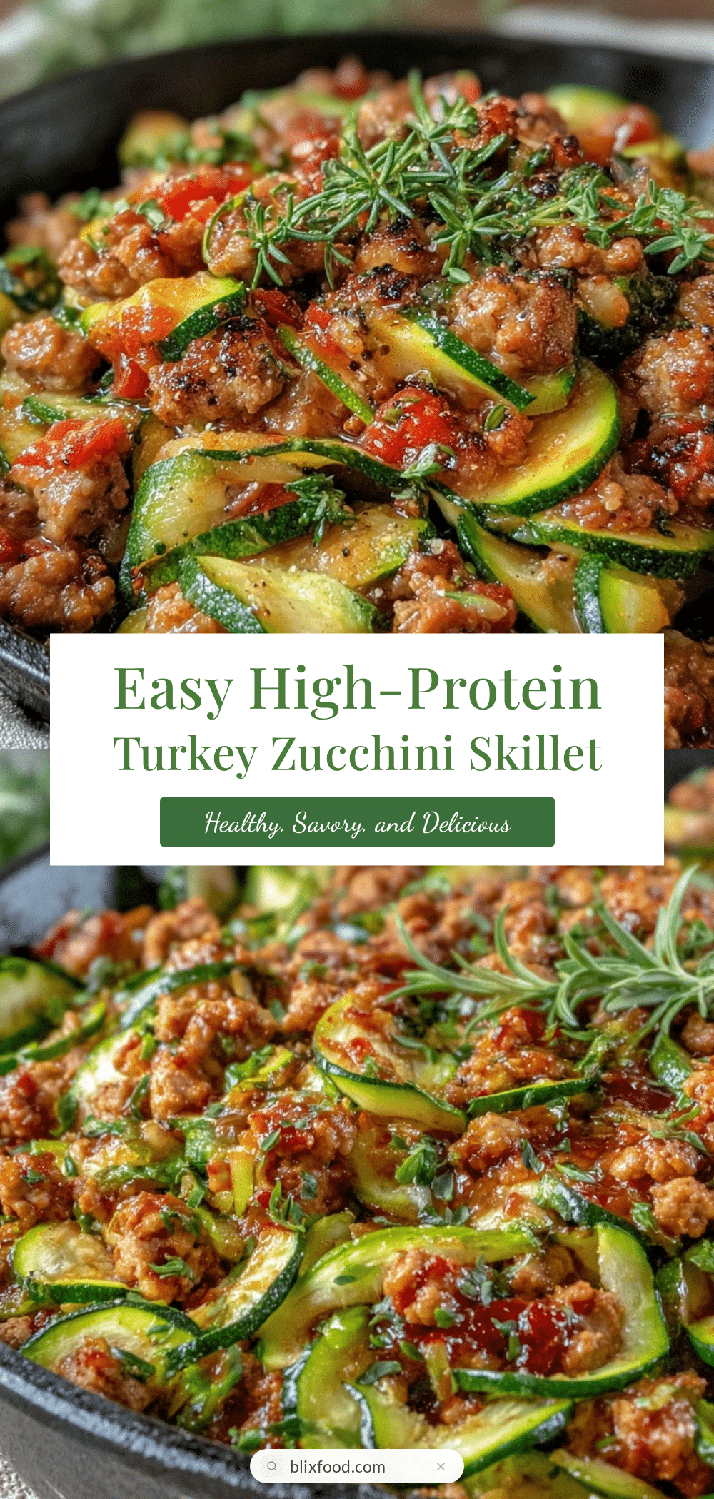 healthy high-protein ground turkey zucchini skillet recipe