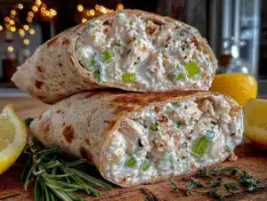 high-protein greek yogurt chicken salad wrap - featured image
