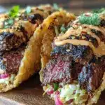 juicy smash burger tacos - featured image
