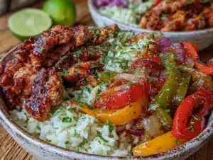 meal prep sheet pan fajita bowls - featured image