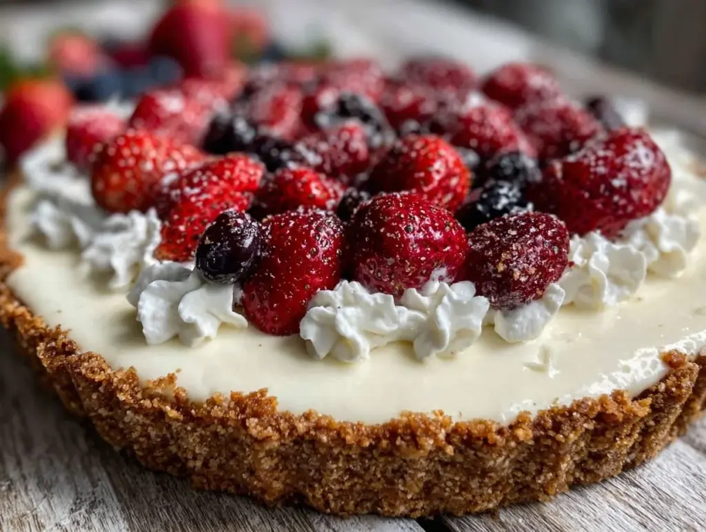 no bake american flag berry cheesecake tart - featured image