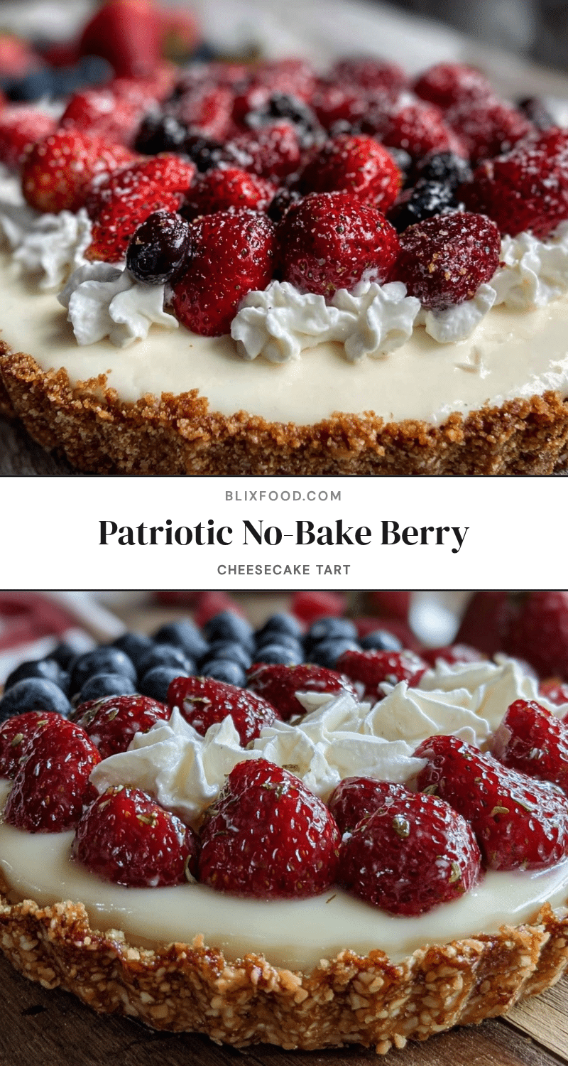 no bake american flag berry cheesecake tart recipe