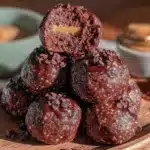 no-bake double chocolate protein balls - featured image