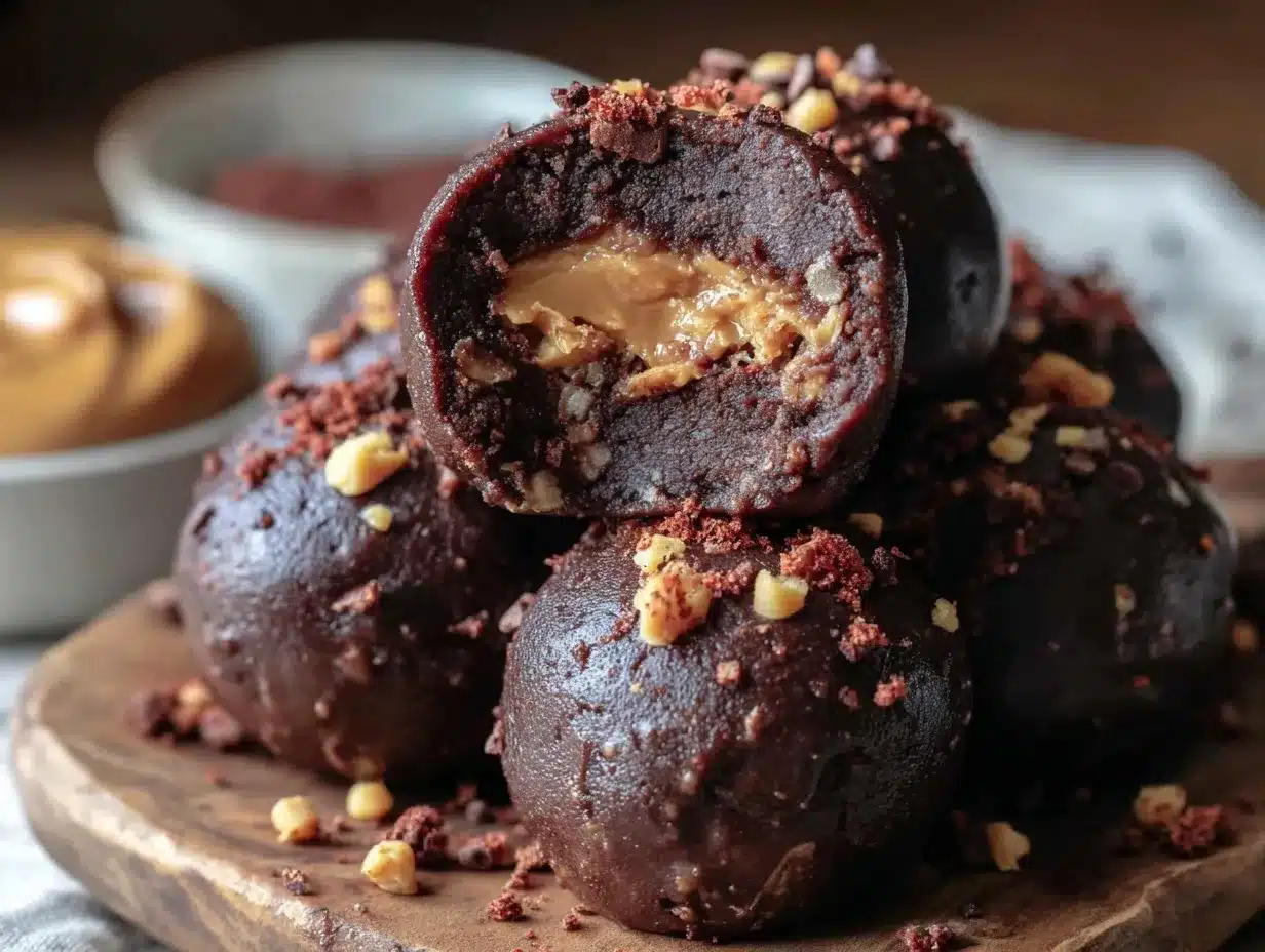 no-bake double chocolate protein balls preparation steps