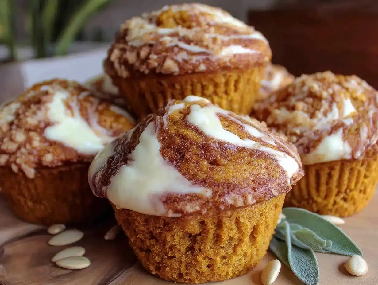pumpkin cream cheese swirl muffins - featured image