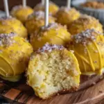 school bus yellow vanilla cake pops - featured image