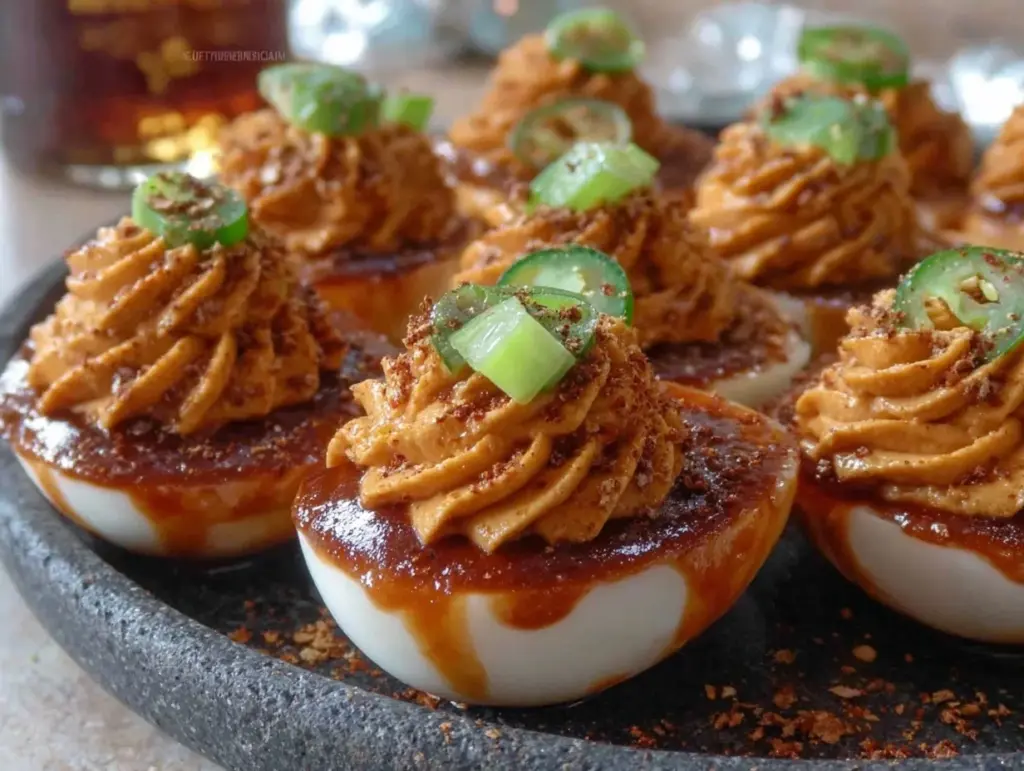spicy bloody mary deviled eggs - featured image